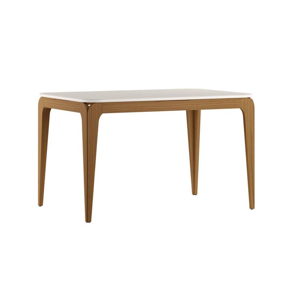 Mesa de Jantar Aurea 120x80 c/ Vidro - Ype Damasco/Off White