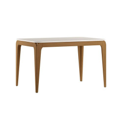 Mesa de Jantar Aurea 160x90 c/ Vidro - Ype Damasco/Off White
