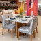 Mesa de Jantar Helo 90x90 c/ 4 Cadeira Julia - Veludo Prata - Freijo/Off White