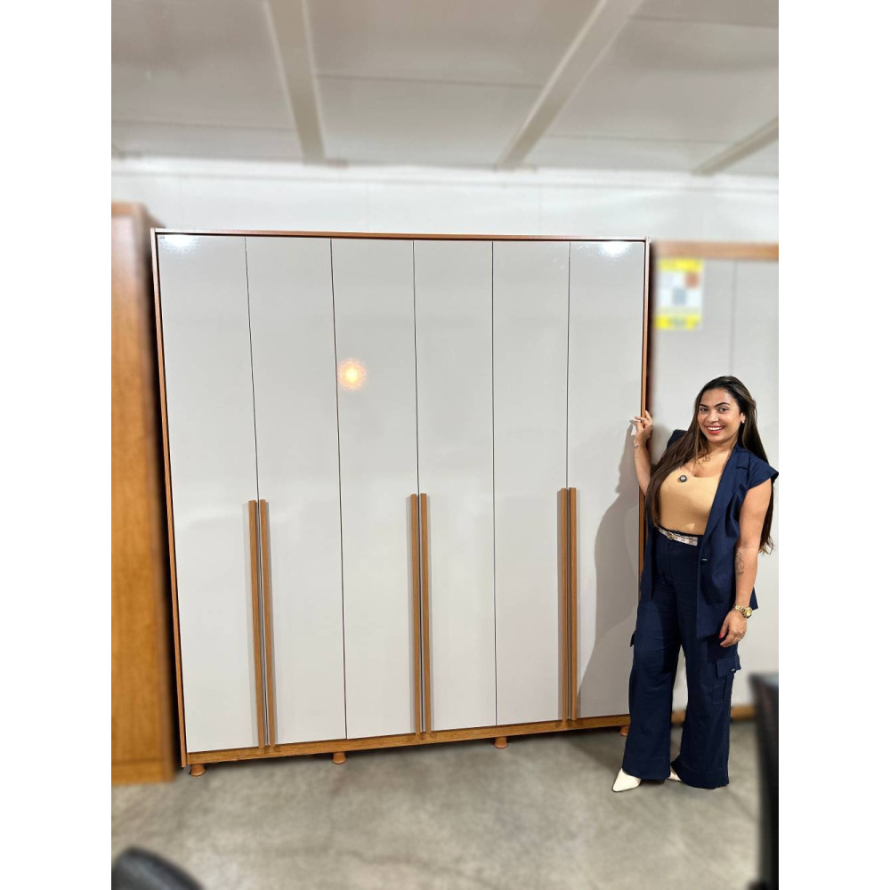 Guarda Roupa Casal Master c/ 6 Portas 6 Gavetas - Cinamomo/Off White