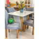 Mesa de Jantar Qatar 120x80 c/ 4 Cadeiras Dubai Veludo Cinza - Cinamomo / Off White