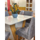 Mesa de Jantar Qatar 120x80 c/ 4 Cadeiras Dubai Veludo Cinza - Cinamomo / Off White