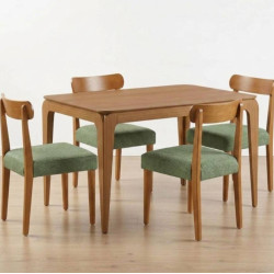 Mesa de Jantar Aurea 120x80 c/ Vidro c/ 4 Cadeira Maragogi - Linho Verde - Cinamomo