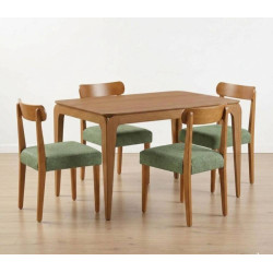 Mesa de Jantar Aurea 120x80 c/ Vidro c/ 4 Cadeira Maragogi - Linho Verde - Cinamomo