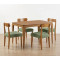 Mesa de Jantar Aurea 120x80 c/ Vidro c/ 4 Cadeira Maragogi - Linho Verde - Cinamomo