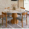 Mesa de Jantar Isis 117x117 C/ 4 Cadeiras Cadeira Maragogi - Linho Cinza - Ype Damasco /Off White