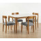 Mesa de Jantar Aurea 120x80 c/ Vidro c/ 4 Cadeira Maragogi - Linho Cinza - Ype Damasco/Off White