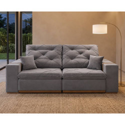 Sofá Retrátil e Reclinável Majestic 2,20m - Veludo Cinza