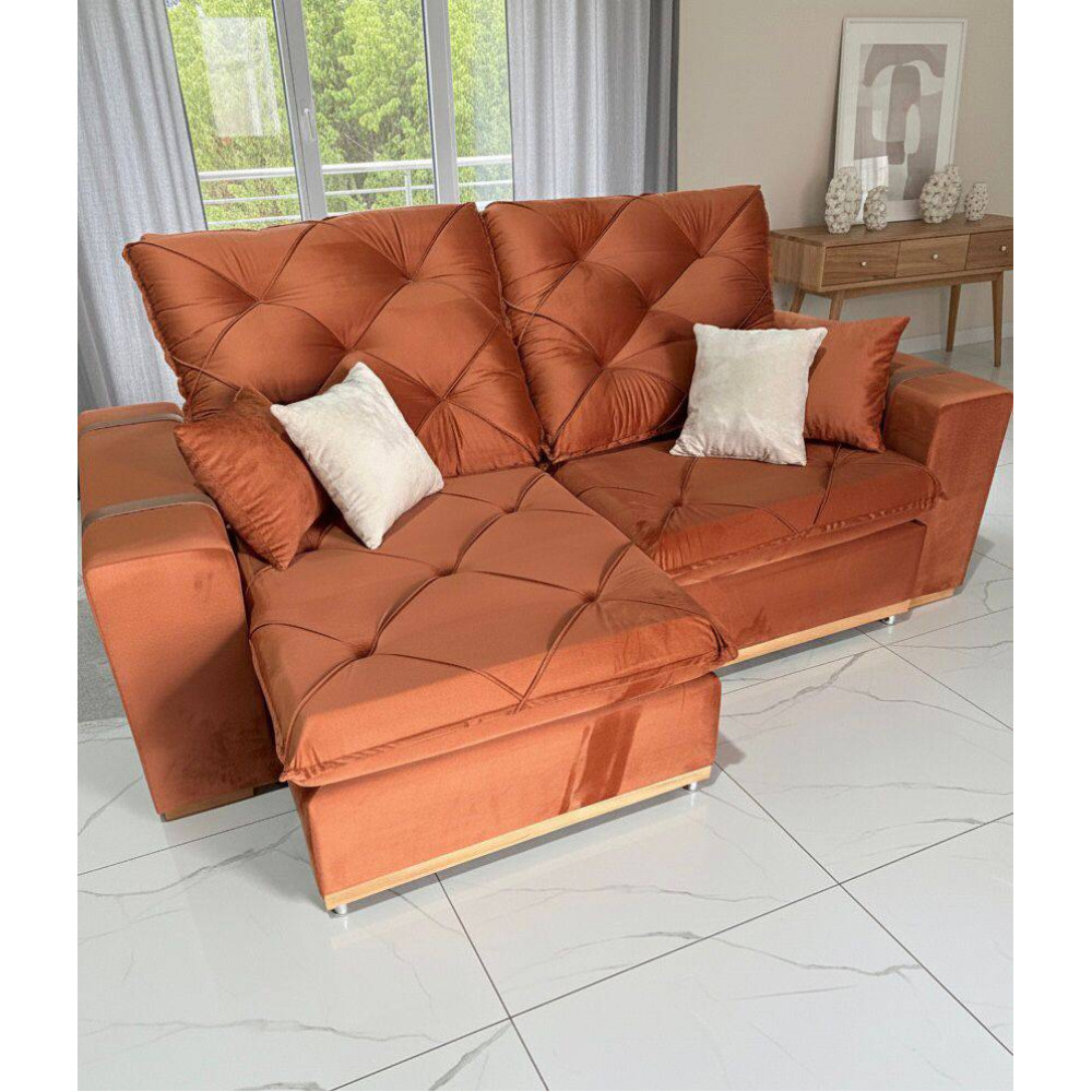 Sofá Retrátil e Reclinável Majestic 2,20m - Veludo Terracota 