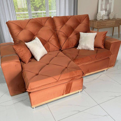 Sofá Retrátil e Reclinável Majestic 2,20m - Veludo Terracota 