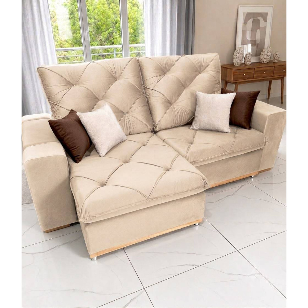 Sofá Retrátil e Reclinável Majestic 2,20m - Veludo Bege