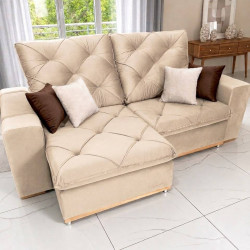 Sofá Retrátil e Reclinável Majestic 2,20m - Veludo Bege