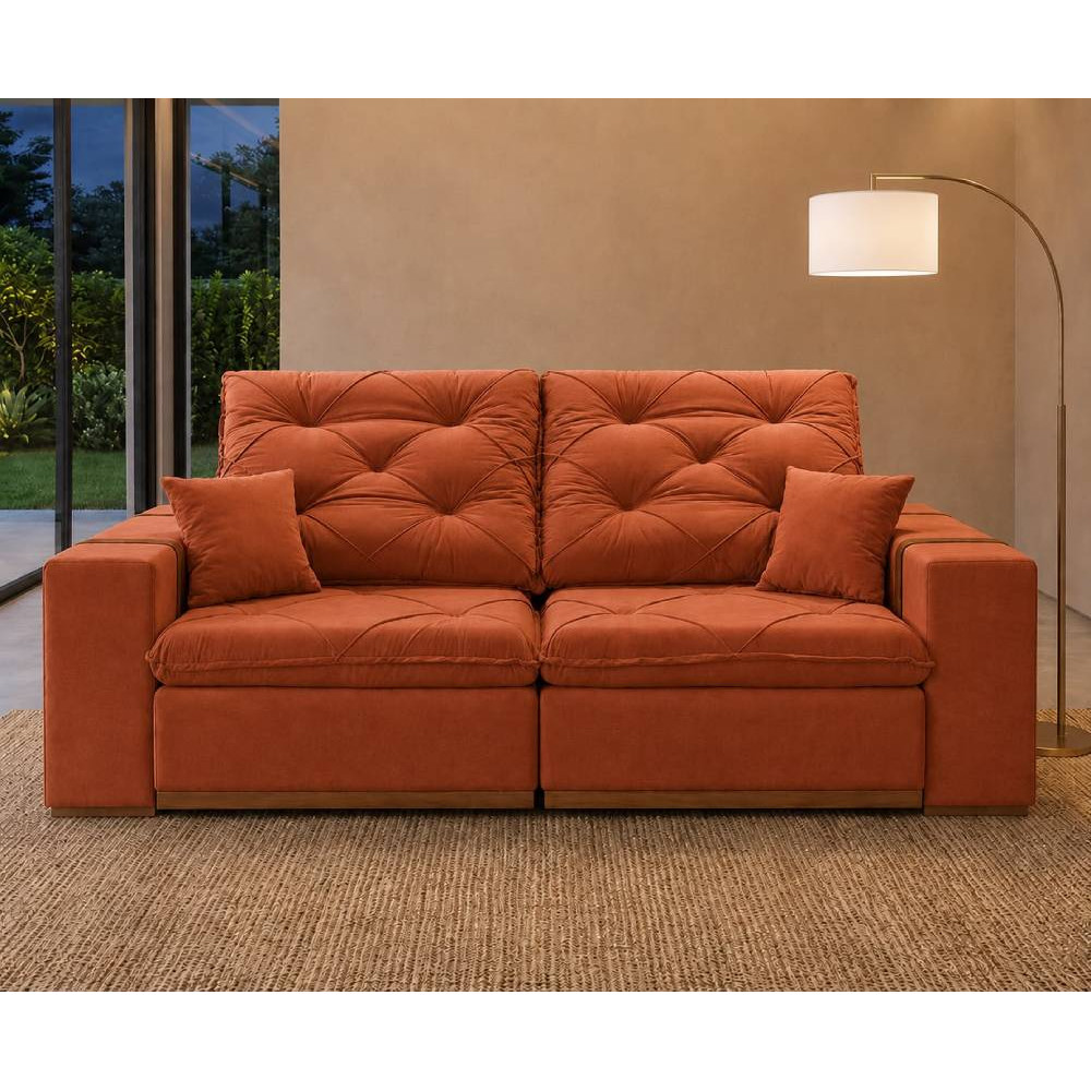 Sofá Retrátil e Reclinável Majestic 2,20m - Veludo Terracota 