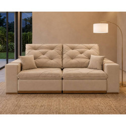 Sofá Retrátil e Reclinável Majestic 2,20m - Veludo Bege