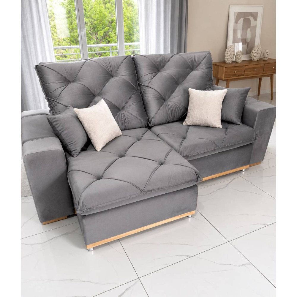 Sofá Retrátil e Reclinável Majestic 2,20m - Veludo Cinza