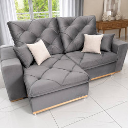 Sofá Retrátil e Reclinável Majestic 2,20m - Veludo Cinza