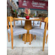Mesa de Jantar Isis 117x117 C/ 4 Cadeiras Cadeira Maragogi - Linho Cinza - Ype Damasco