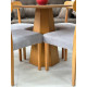 Mesa de Jantar Isis 117x117 C/ 4 Cadeiras Cadeira Maragogi - Linho Cinza - Ype Damasco