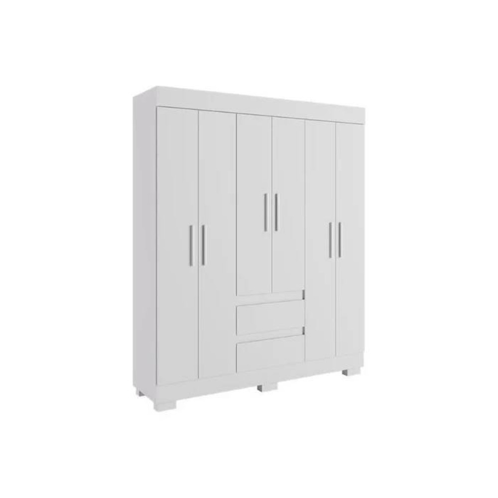 Guarda Roupa Casal Maya c/ 6 Portas 2 Gavetas - Branco 