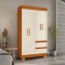 Guarda Roupa Solteiro Maya c/ 4 Portas 2 Gavetas - Cinamomo/off White