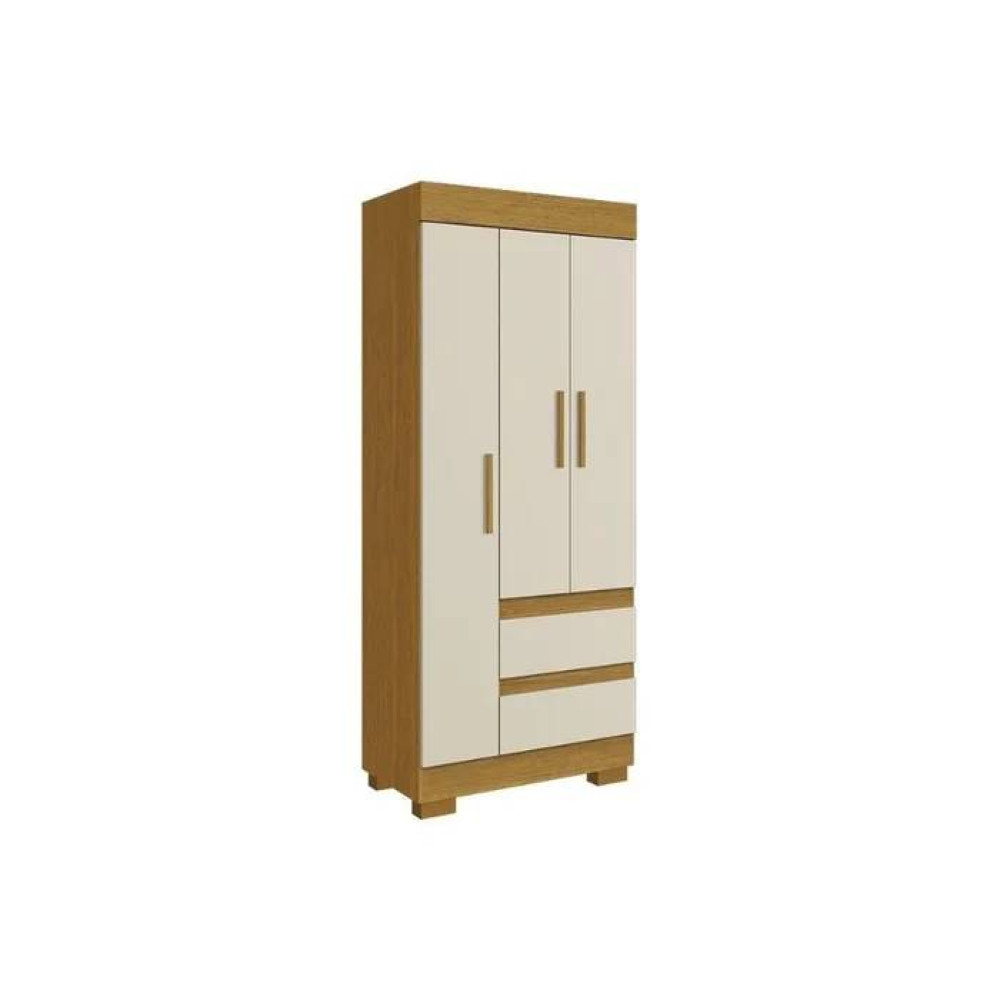 Guarda Roupa Solteiro Maya c/ 3 Portas 2 Gavetas - Cinamomo/off White