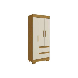Guarda Roupa Solteiro Maya c/ 3 Portas 2 Gavetas - Cinamomo/off White