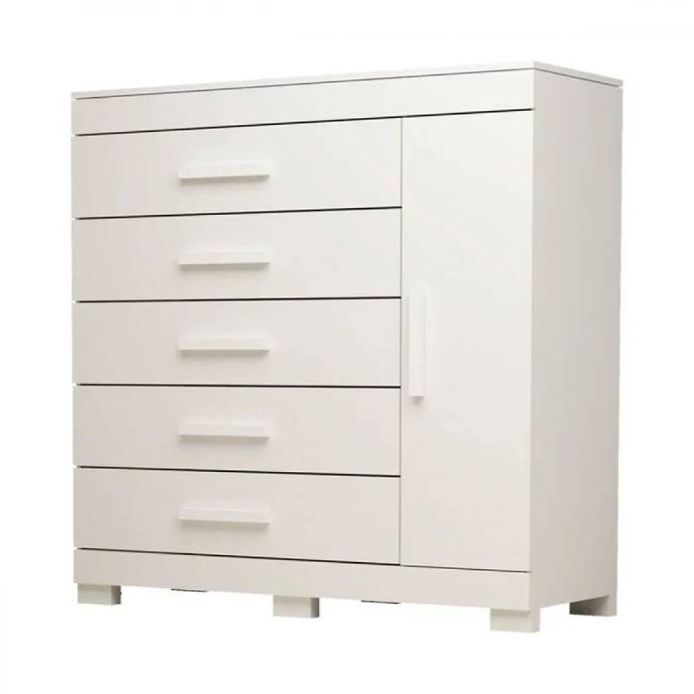 Cômoda Rayane 5 Gavetas com 1 Porta - Branco