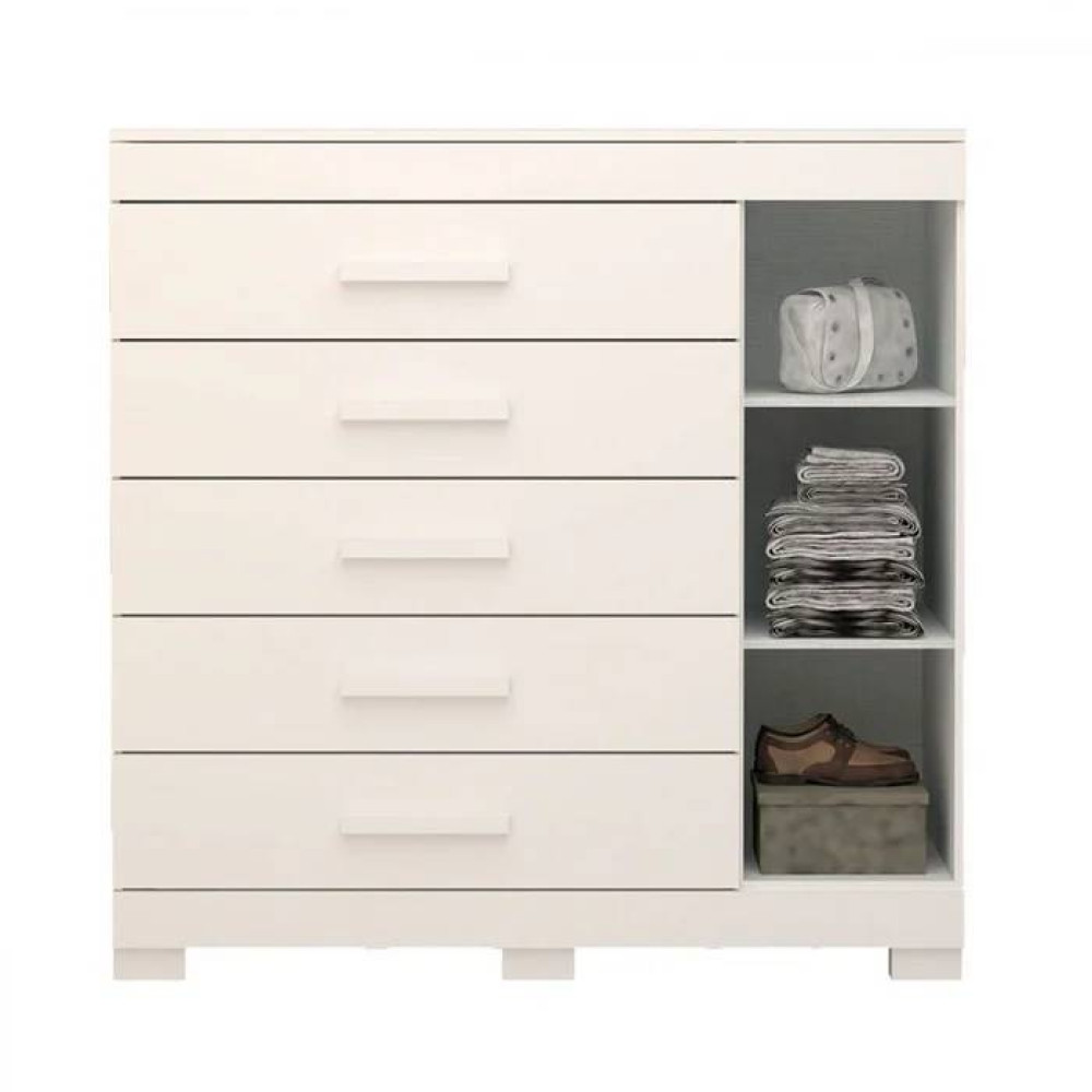 Cômoda Rayane 5 Gavetas com 1 Porta - Branco