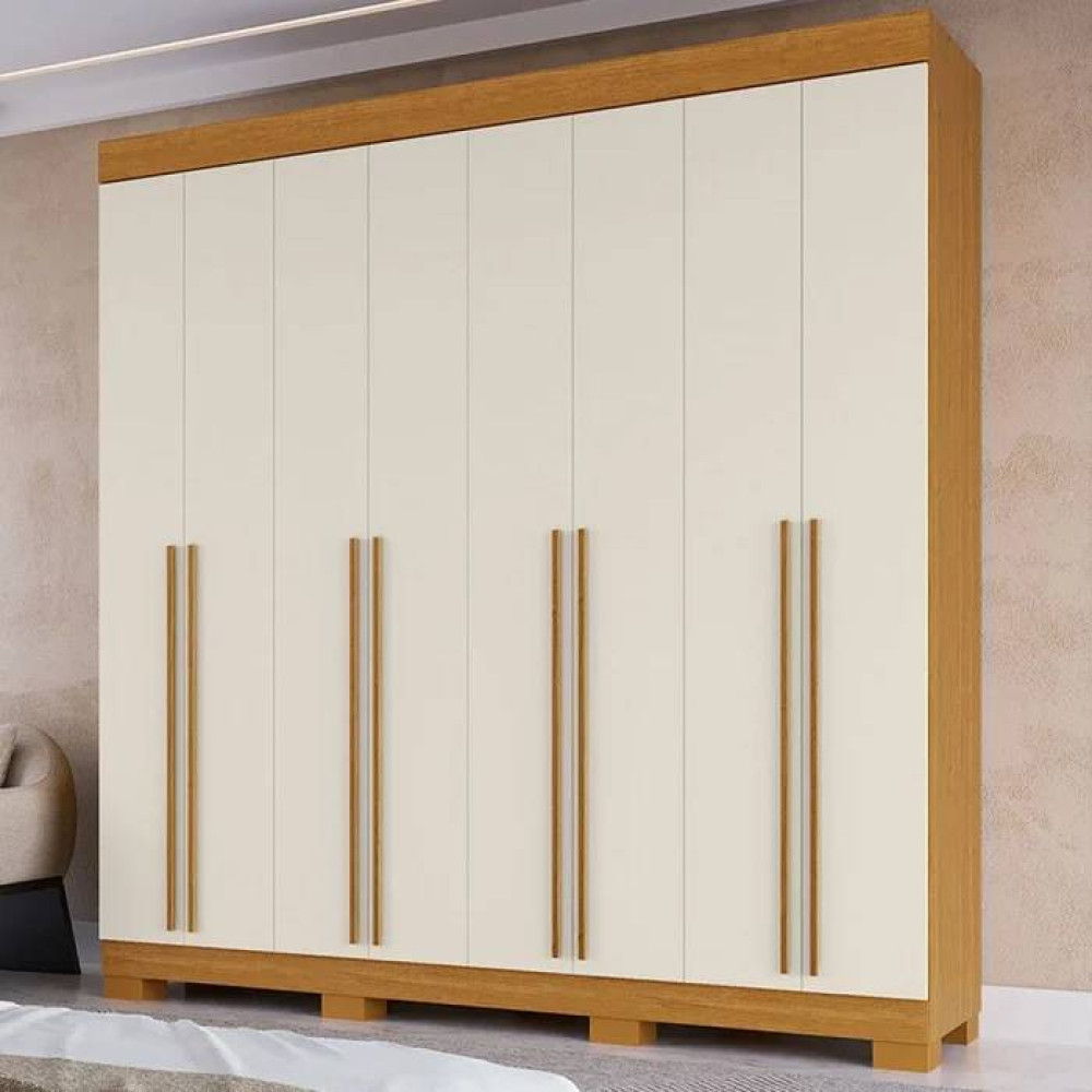 Guarda Roupa Casal Stella c/ 8 Portas 4 Gavetas - Cinamomo/Off White