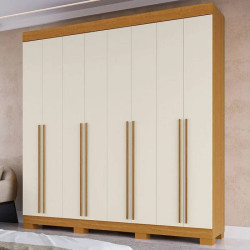 Guarda Roupa Casal Stella c/ 8 Portas 4 Gavetas - Cinamomo/Off White
