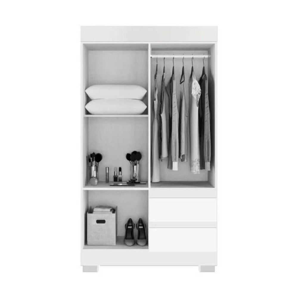 Guarda Roupa Solteiro Maya c/ 4 Portas 2 Gavetas - Branco