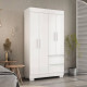 Guarda Roupa Solteiro Maya c/ 4 Portas 2 Gavetas - Branco