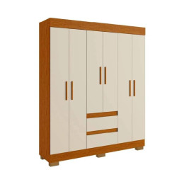Guarda Roupa Casal Maya c/ 6 Portas 2 Gavetas - Cinamomo/Off White