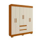 Guarda Roupa Casal Maya c/ 6 Portas 2 Gavetas - Cinamomo/Off White
