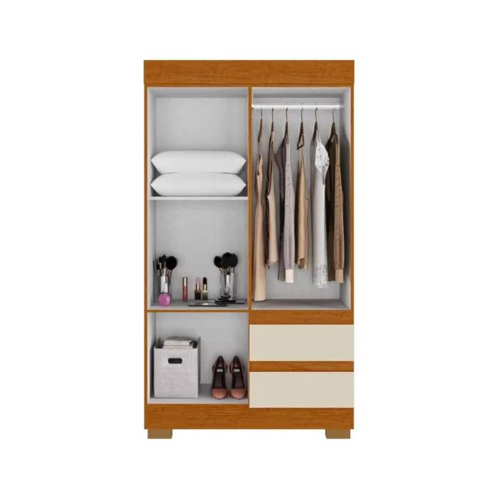 Guarda Roupa Solteiro Maya c/ 4 Portas 2 Gavetas - Cinamomo/off White