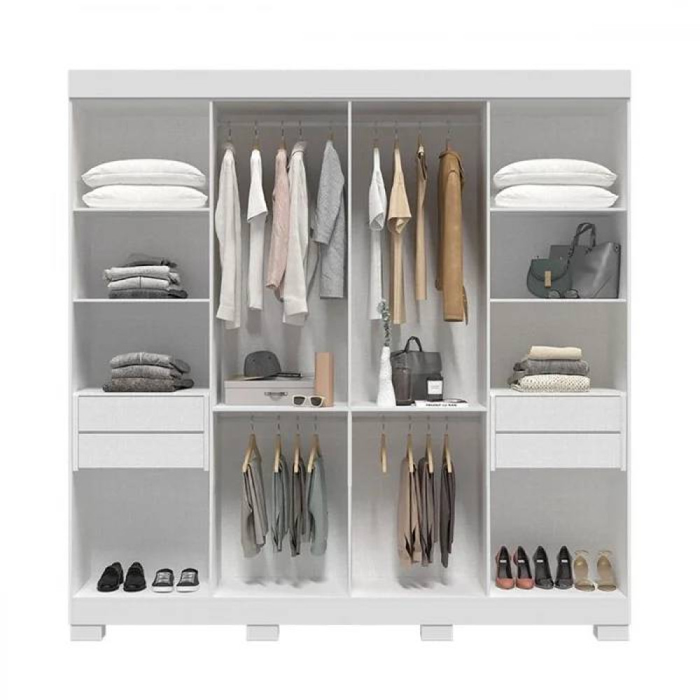 Guarda Roupa Casal Stella c/ 8 Portas 4 Gavetas - Branco