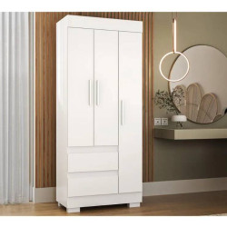 Guarda Roupa Solteiro Maya c/ 3 Portas 2 Gavetas - Branco
