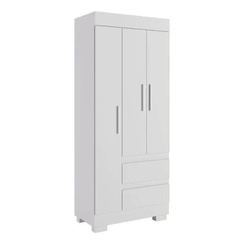 Guarda Roupa Solteiro Maya c/ 3 Portas 2 Gavetas - Branco