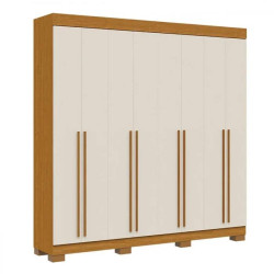 Guarda Roupa Casal Stella c/ 8 Portas 4 Gavetas - Cinamomo/Off White