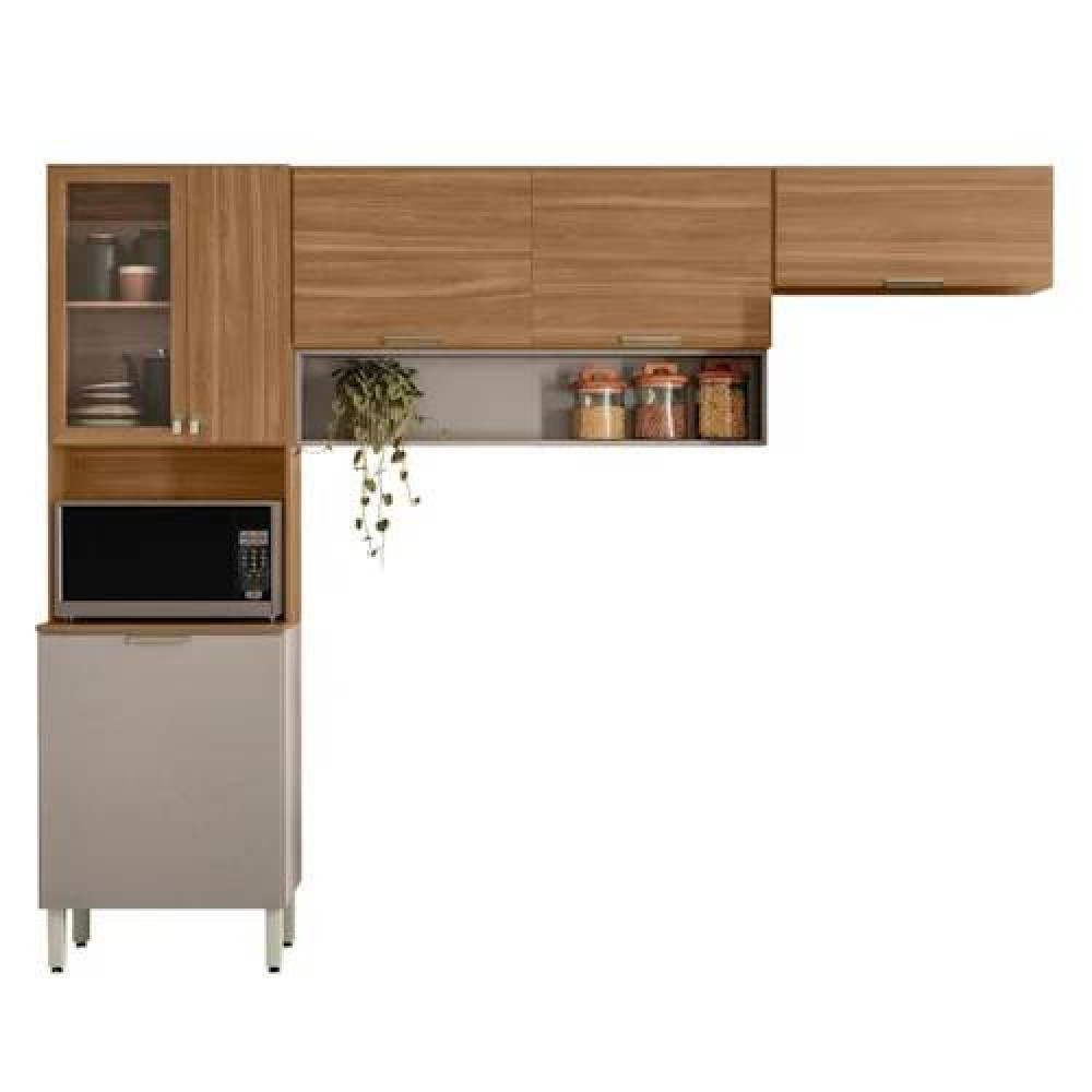 Kit Cozinha Compacta Alba 6 portas - Amêndola Touch/Nude