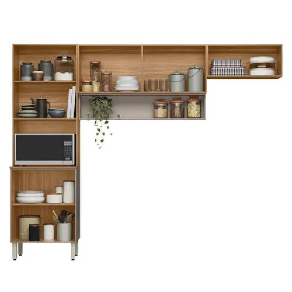 Kit Cozinha Compacta Alba 6 portas - Amêndola Touch/Nude