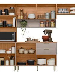Kit Cozinha Compacta c/ Balcão Alba - Amêndola Touch/Nude	
