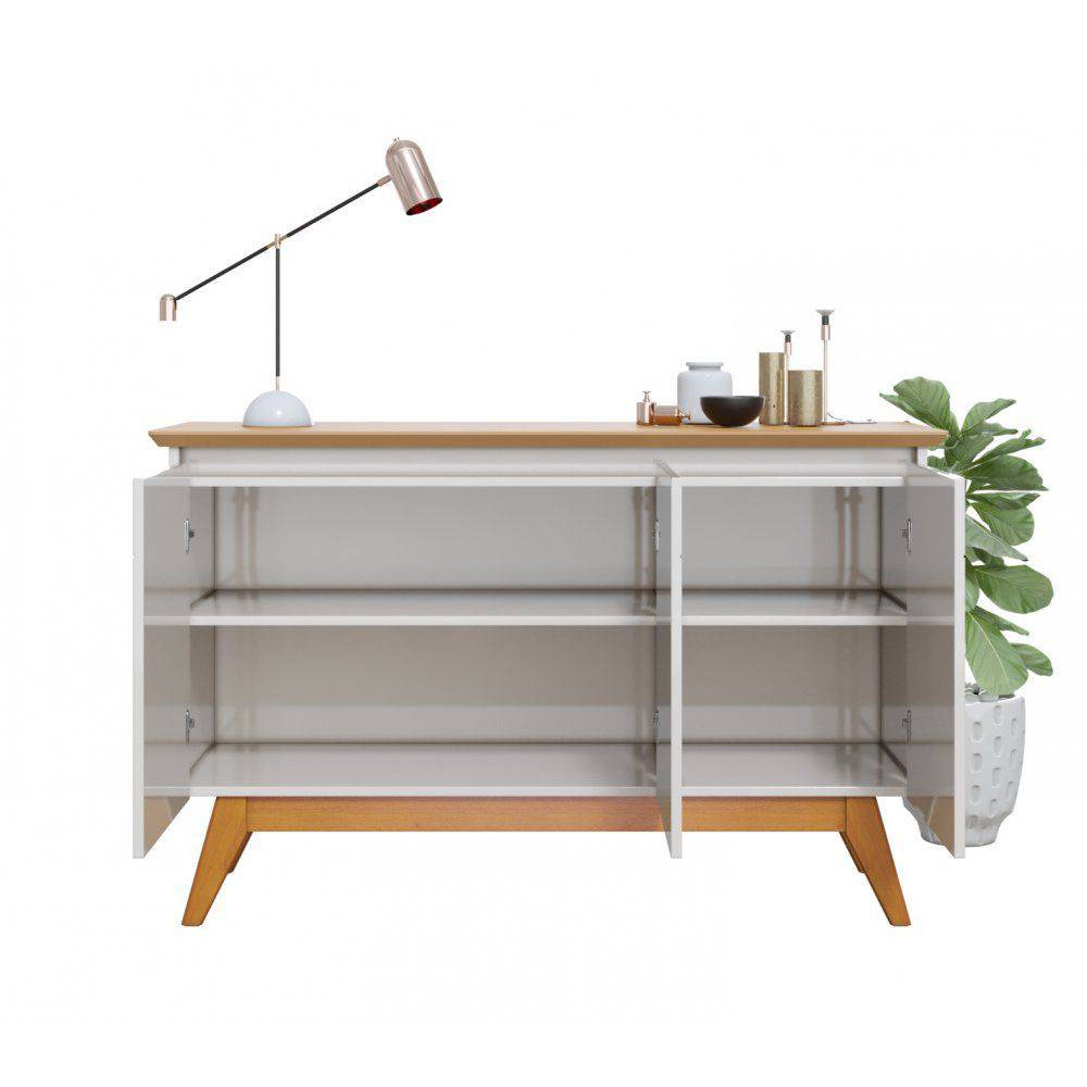 Aparador Buffet Classic 3 Portas - Off White/Nature