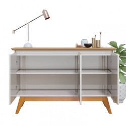 Aparador Buffet Classic 3 Portas - Off White/Nature