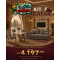 Kit Copa - Estante Home Balsamo para Tvs até 65" - Cinamomo/ Off White + Sofá Living Italia 3 lugares Veludo - Cinza 612 + Mesa de Jantar Qatar 120x80 c/ 4 Cadeiras Dubai Veludo Cinza - Cinamomo / Off White