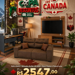 Kit Copa - Sofá Retrátil e Reclinável Libano 2m - Veludo Marrom + Aparador Buffet JB 4064 c/ Pés Palito - Jb Bechara - Preto/Nature + Rack Bancada Otawa c/ Painel Leme para Tvs até 65" - Freijó