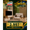 Kit Copa - Rack Buriti 1.4 com Painel Boto 1.4 + Aparador Buffet Buriti 3 portas + Sofá Retrátil e Reclinável Libano 2m - Veludo Bege