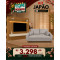 Kit Copa - Painel Home Nobre Ripado 184 cm c/ Led para Tv 65 " - Naturale/Off White + Sofá Living 03 3 lugares Linho - Bege
