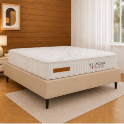 Base Cama Box Casal Courino - Bege + Colchão Bellagio Casal 32x188x138cm