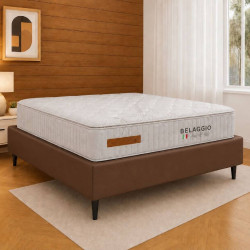 Base Cama Box Casal Courino - Marrom + Colchão Bellagio Casal 32x188x138cm